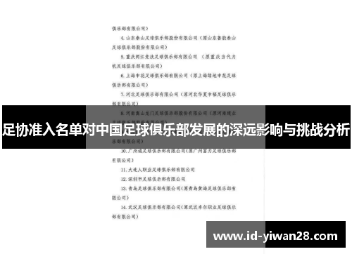 足协准入名单对中国足球俱乐部发展的深远影响与挑战分析